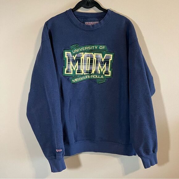 ✨ Vintage Jansport University of Missouri Rolla Mom Blue Sweatshirt Large - Picture 1 of 10